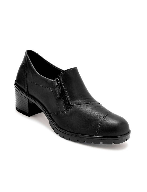 Trotteurs à talon zippés en cuir (noir) Trotteurs à talon zippés en cuir (noir)
